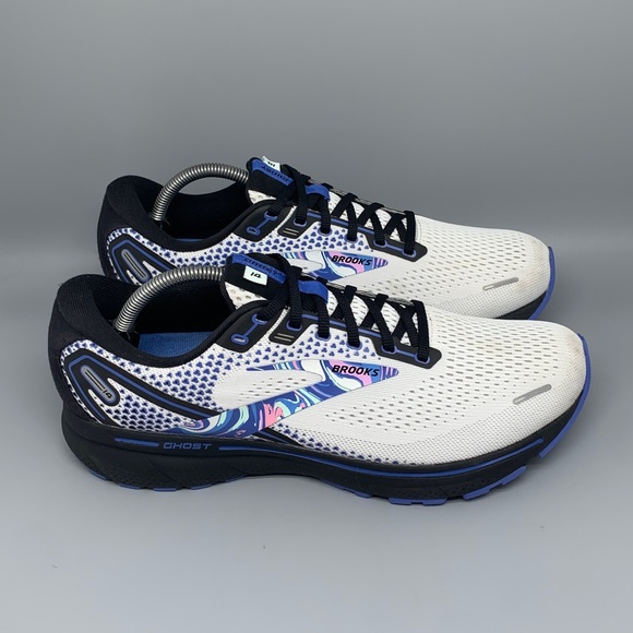 Brooks Ghost 14 White Blue Black Running Shoes 1103691D145 Men’s Size 10.5